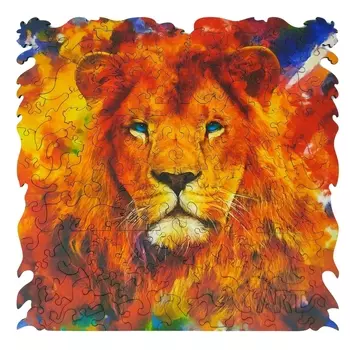 Фигурный деревянный пазл Нескучные игры "ANIMAL ART" Лев 112 дет. арт.8391