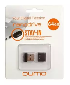 Флешка Qumo Nano 64Gb USB 2.0 Black (QM64GUD-NANO-B)