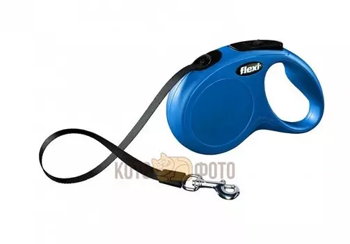 Flexi Рулетка-Ремень Для Собак До 15Кг 5М Голубая (New Classic S Tape 5M Blue)