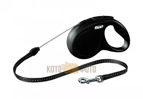 Flexi Рулетка-Трос Для Собак До 12Кг 5М Черная (New Classic S Cord Black)