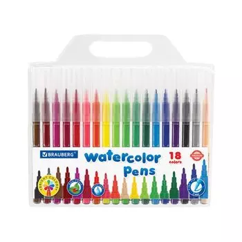 Фломастеры BRAUBERG "PREMIUM", 18 цветов, КЛАССИЧЕСКИЕ, вентилируемый колпачок, ПВХ-упаковка с европодвесом, 151935