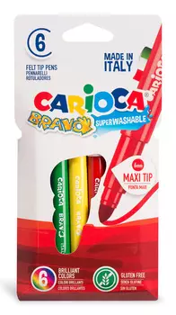 Фломастеры Carioca Bravo 6 цветов 42767