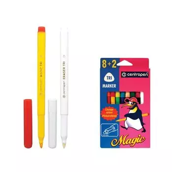 Фломастеры CENTROPEN Magic, 8 цветов + 2 изменяющих цвет, ширина линии 1,8 мм, перекрашиваемые, 2549/10
