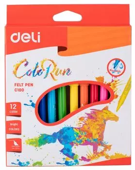 Фломастеры Deli ColoRun 12 цветов EC10000 (24 шт. в уп-ке)