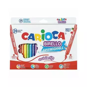 Фломастеры двухсторонние CARIOCA (Италия) "Birello", 24 цвета, суперсмываемые, 41521