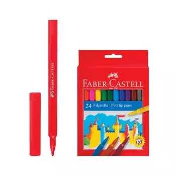 Фломастеры FABER-CASTELL, 24 цвета, смываемые, картонная упаковка, европодвес, 554224