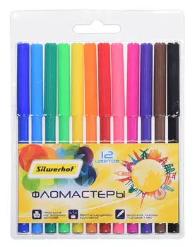 Фломастеры Silwerhof Солнечная коллекция 12 цветов 867222-12 (12 шт. в уп-ке)