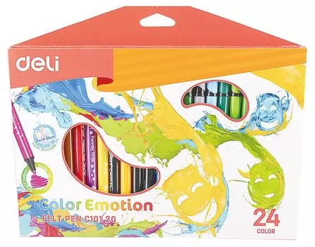 Фломастеры смываемые Deli Color Emotion 24 цвета EC10120 (12 шт. в уп-ке)