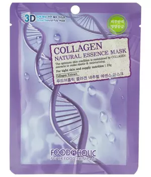 FoodaHolic Тканевая 3D маска с коллагеном для эластичности и питания кожи Collagen Natural Essence Mask, 23мл