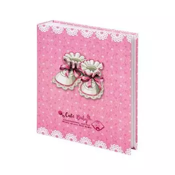 Фотоальбом BRAUBERG "Baby shoes" на 200 фото 10х15 см, твердая обложка, термосклейка, розовый, 39114