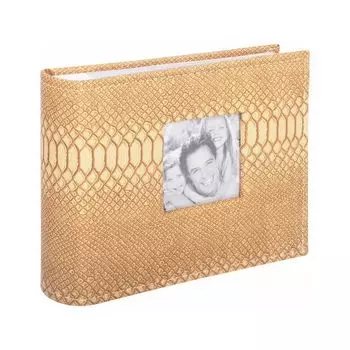 Фотоальбом BRAUBERG на 100 фотографий 10х15 см, обложка под кожу рептилии, бумажные страницы, бокс, бежевый, 390694