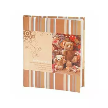 Фотоальбом BRAUBERG на 10 магнитных листов, 23х28 см, Плюшевые мишки, коричнево-бежевый, 390683