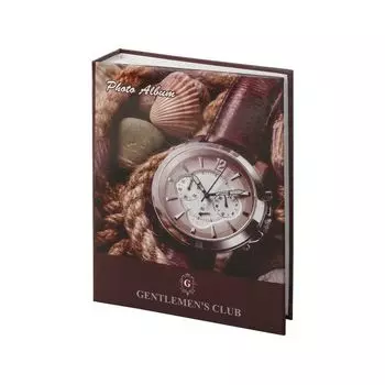 Фотоальбом BRAUBERG на 200 фотографий 10х15 см, твердая обложка, Часы, коричневый, 390667