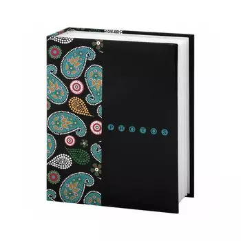 Фотоальбом BRAUBERG на 300+4 фотографии 10х15 см, твердая обложка, Пейсли, черный с бирюзовым, 390674