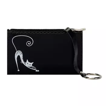 Футляр для ключей BEFLER Изящная кошка, натуральная кожа, тиснение, молния, 130x85 мм, черный, KL.24.-1