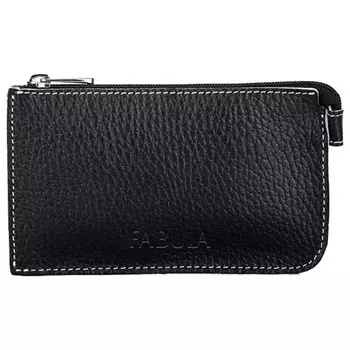 Футляр для ключей FABULA Blackwood, натуральная кожа, отстрочка, молния, 140х85 мм, черный, KL.47.CD