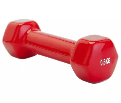 Гантель обрезиненная 0,5 кг, красная (rubber covered barbell 0.5 kg red)