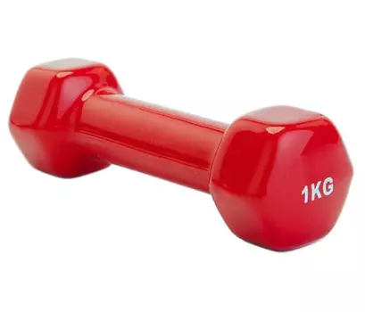 Гантель обрезиненная 1 кг, красная (SF 0159)