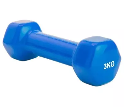 Гантель обрезиненная 3 кг, синяя (SF 0164)