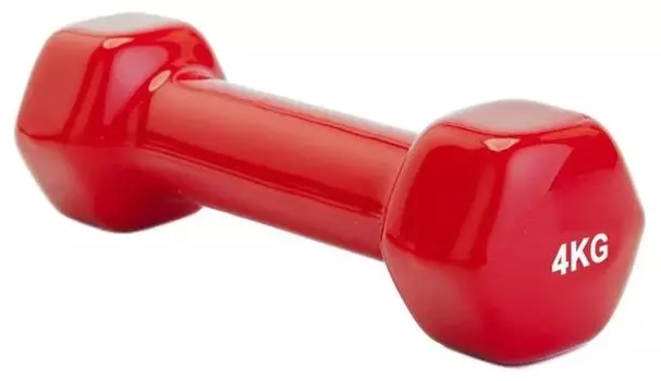 Гантель обрезиненная 4 кг, красная (SF 0165)