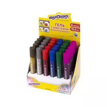 Гель с блестками ЮНЛАНДИЯ, 10,5 мл, цвета ассорти, в дисплее, 662252 (30 шт.)