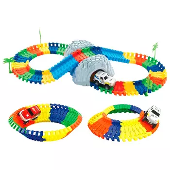 Гибкий трек 1TOY "Большое путешествие" 102 дет.(пещера, машинка).