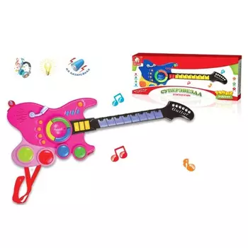 Гитара Суперзвезда на бат(свет,звук)в коробке 8 мелодий, регулировка темпа и громкости 7737/100597633