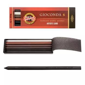 Графитовые стержни KOH-I-NOOR, набор 6 шт., Gioconda, белый+оттенки коричневого+черный, 4869006005PK