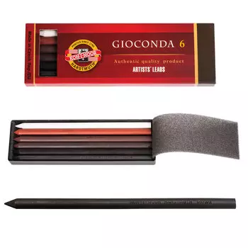 Графитовые стержни KOH-I-NOOR, набор 6 шт., Gioconda, белый+оттенки коричневого, картонная коробка, 4869006003PK