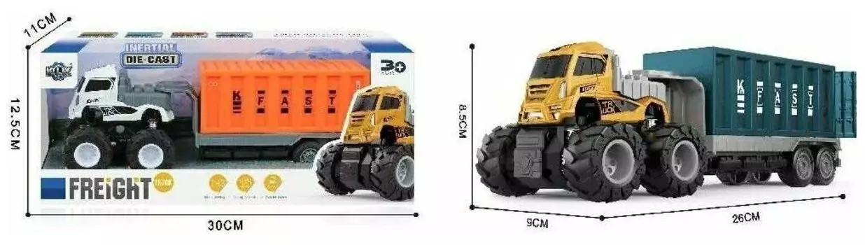 Грузовой автомобиль 1:43 Контейнеровоз инерционный в коробке KLX600-189