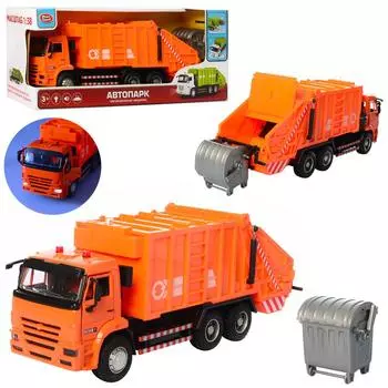 Грузовой автомобиль инерционный Мусоровоз (свет,звук)в короб с баком,открываются двери и кузов,звук мотора,свет фар 9623B