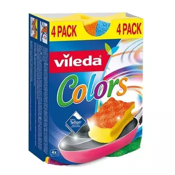 Губка ПУР Колорс (высокий поролон) 4шт VILEDA