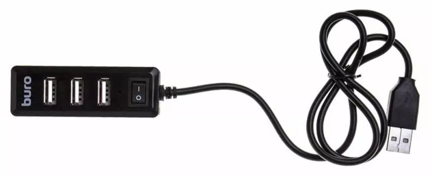 Хаб-разветвитель USB 2.0 Buro BU-HUB4-0.5L-U2.0 4порт. черный