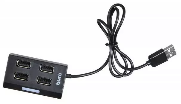 Хаб-разветвитель USB 2.0 Buro BU-HUB4-U2.0 4порт. черный