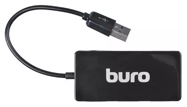 Хаб-разветвитель USB 2.0 Buro BU-HUB4-U2.0-Slim 4порт. черный