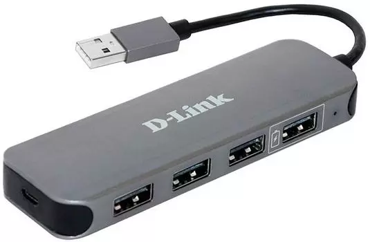 Хаб-разветвитель USB 2.0 D-Link DUB-H4 4порт. черный (DUB-H4/E1A)
