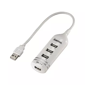 Хаб-разветвитель USB 2.0 Hama Round1:4 4порт. белый (00039788)