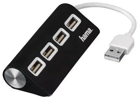 Хаб-разветвитель USB 2.0 Hama TopSide 4порт. черный (00012177)