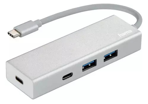 Хаб-разветвитель USB-C Hama Aluminium 4порт. белый (00135755)