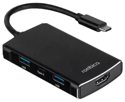 Хаб USB Rombica Type-C M6 USB 3.0 x 3 Type-C PD HDMI картридер алюминий черный