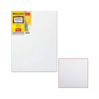 Холст на подрамнике BRAUBERG ART CLASSIC, 30х40 см, грунтованный, 100% хлопок, крупное зерно, 190645