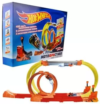 Hot Wheels "Мотофристайл" 2 мотобайка, 2 турбоускорителя, 20 деталей трека, 2 аксессуара для трюков