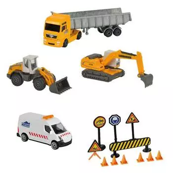 Игровой набор строительной техники DICKIE + дорожные знаки 13см и 75см 2057971