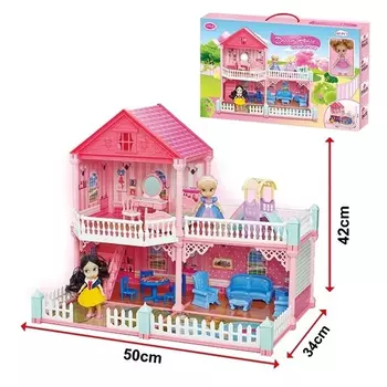 Игрушечный домик(в собранном виде ШГВ 50*34*42см)с аксесс. кукла,мебель,105 деталей VC6013