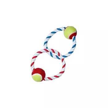 Игрушка для собак Buddy апорт веревочный "2 КОЛЬЦА С МЯЧАМИ" 34 см 1070
