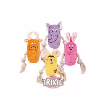 Игрушка для собак TRIXIE пищащая игрушка с веревкой плюшевая 13 см