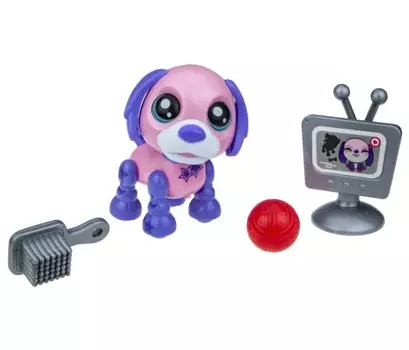 Игрушка интерактивная 1TOY Robo Pets Озорной щенок, розово-фиолетовый