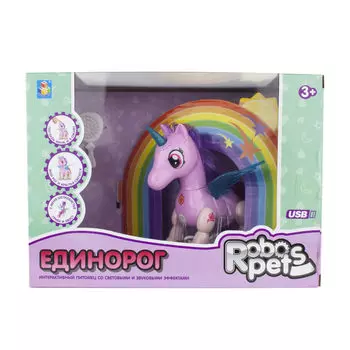 Игрушка интерактивная 1TOY Robo Pets Робо-единорог, розовый