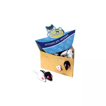 Игрушка Котенок мех Мышь "КОРОТКИЙ МЕХ" 5 см (6 шт) Блистер HWT01-1