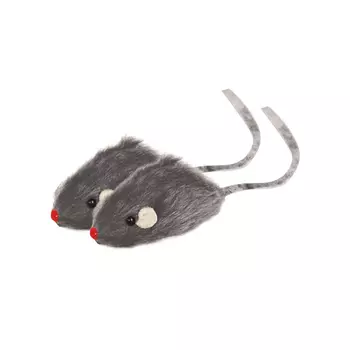 Игрушка Триол для кошек МЕХ натуральный Мышь СЕРАЯ С ПОГРЕМУШКОЙ 5см (4шт) М002NG /1027